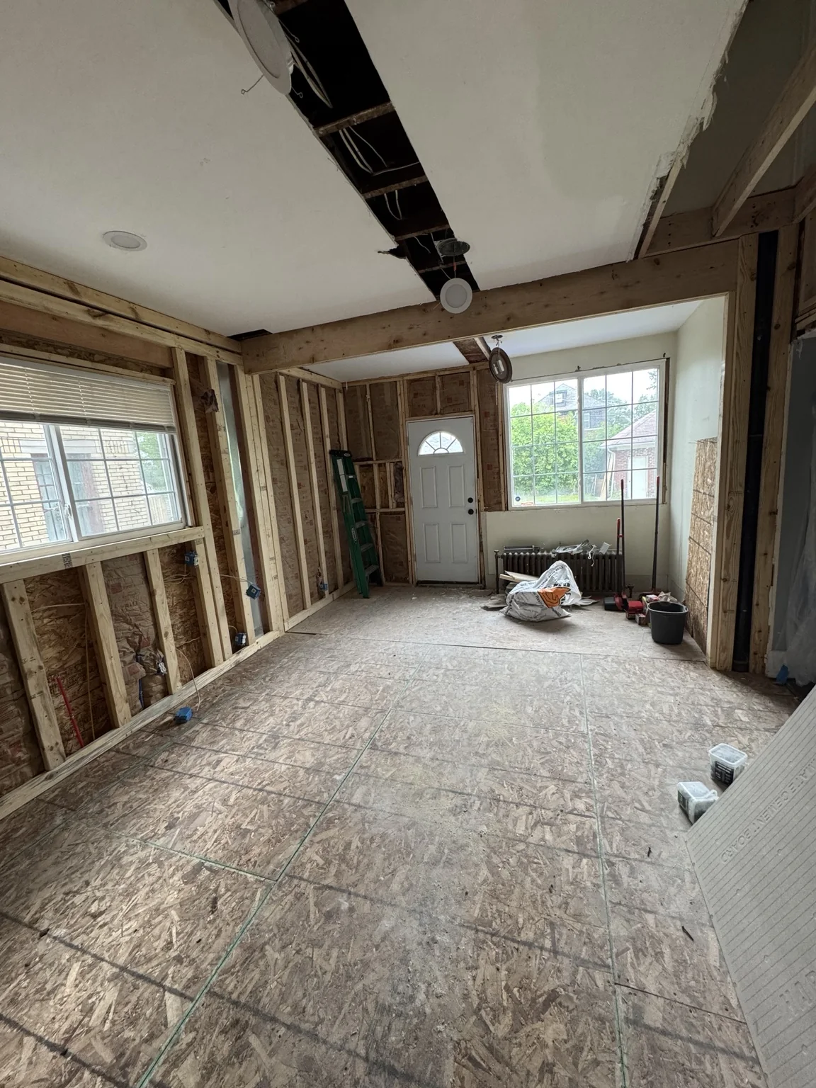 Framed kitchen during reconstruction